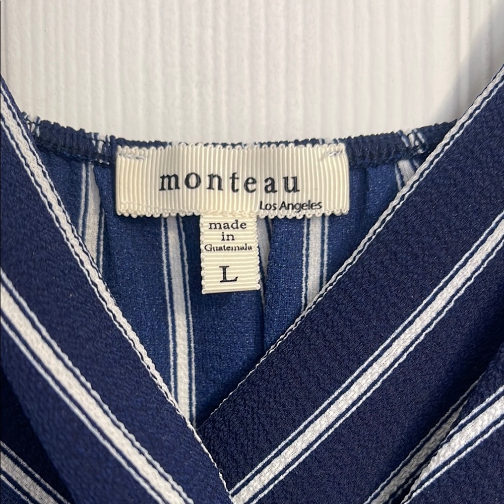 Monteau Blue and White Mini Dress - Picture 3 of 8